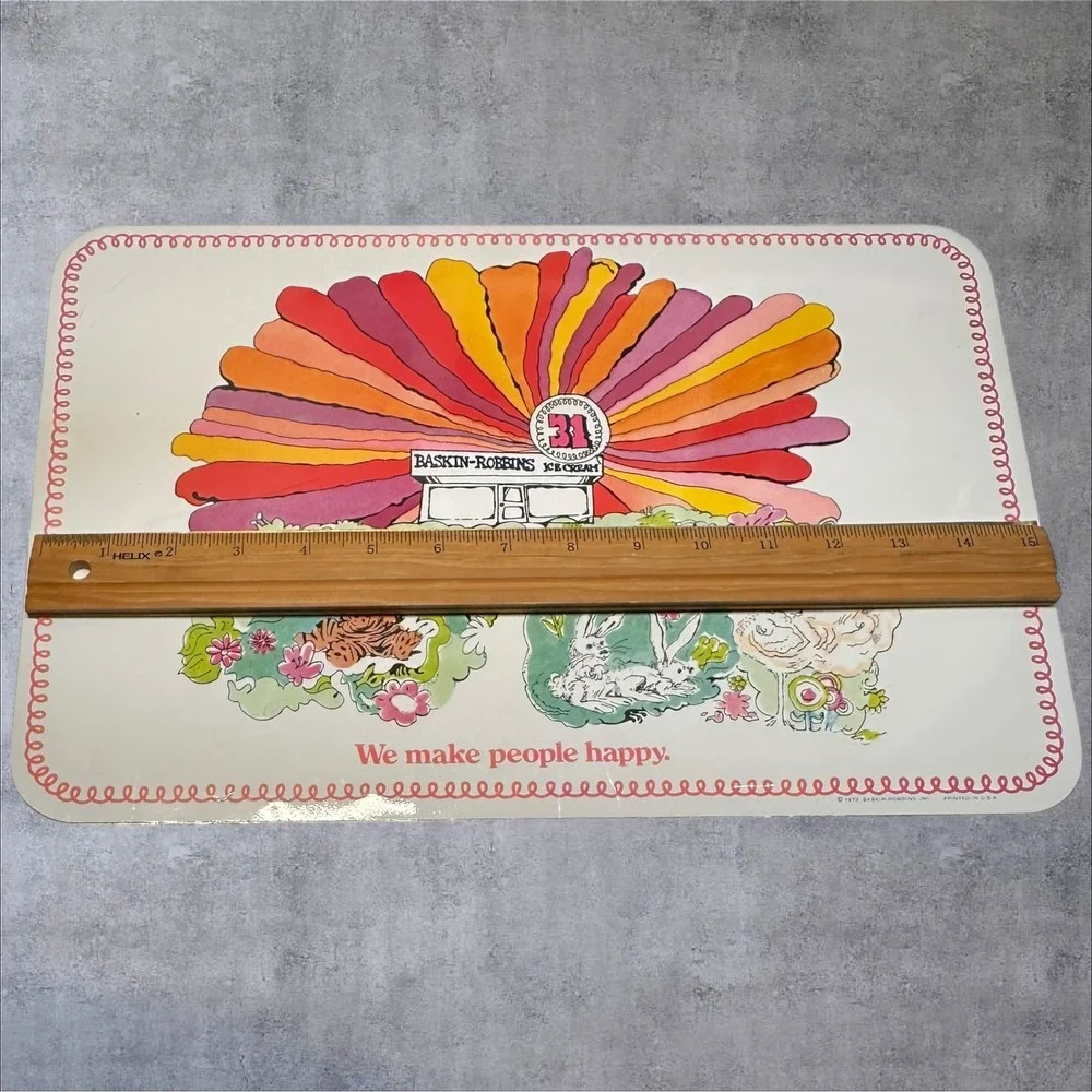 Set of 6 Vintage 70's Baskin Robbins Ice Cream Placemats Psychedelic Retro Kitch